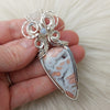 Artisan Cut Cotton Candy Agate Druzy Statement Pendant In Sterling Silver