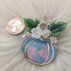 Artisan Cut Aurora Opal Pumpkin Statement Pendant In Sterling Silver