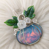 Artisan Cut Aurora Opal Pumpkin Statement Pendant In Sterling Silver