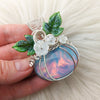 Artisan Cut Aurora Opal Pumpkin Statement Pendant In Sterling Silver