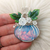 Artisan Cut Aurora Opal Pumpkin Statement Pendant In Sterling Silver