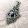 "Draco" Glass eye, Kingman Turquoise Statement Pendant In Sterling Silver