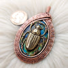 Scarab Beetle Labradorite In Copper Statement Pendant