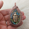 Scarab Beetle Labradorite In Copper Statement Pendant