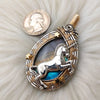 Unicorn and Labradorite Statement Pendant In Sterling Silver and 14k gold fill