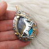 Unicorn and Labradorite Statement Pendant In Sterling Silver and 14k gold fill