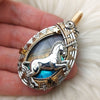 Unicorn and Labradorite Statement Pendant In Sterling Silver and 14k gold fill