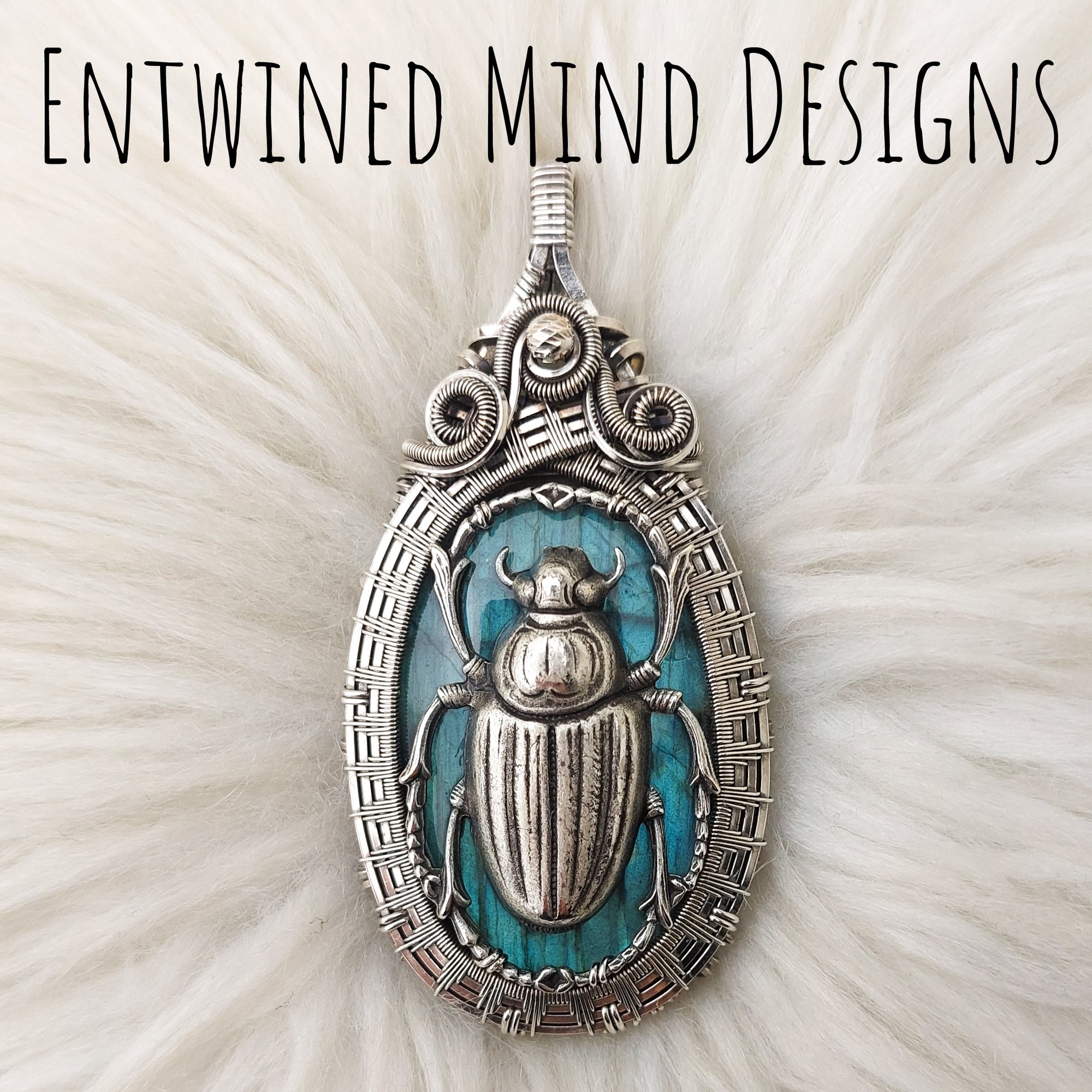 "Scarab" Labradorite and Sterling Silver Statement Pendant