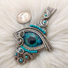 "Draun" Glass eye, Kingman Turquoise Statement Pendant In Sterling Silver