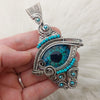 "Draun" Glass eye, Kingman Turquoise Statement Pendant In Sterling Silver