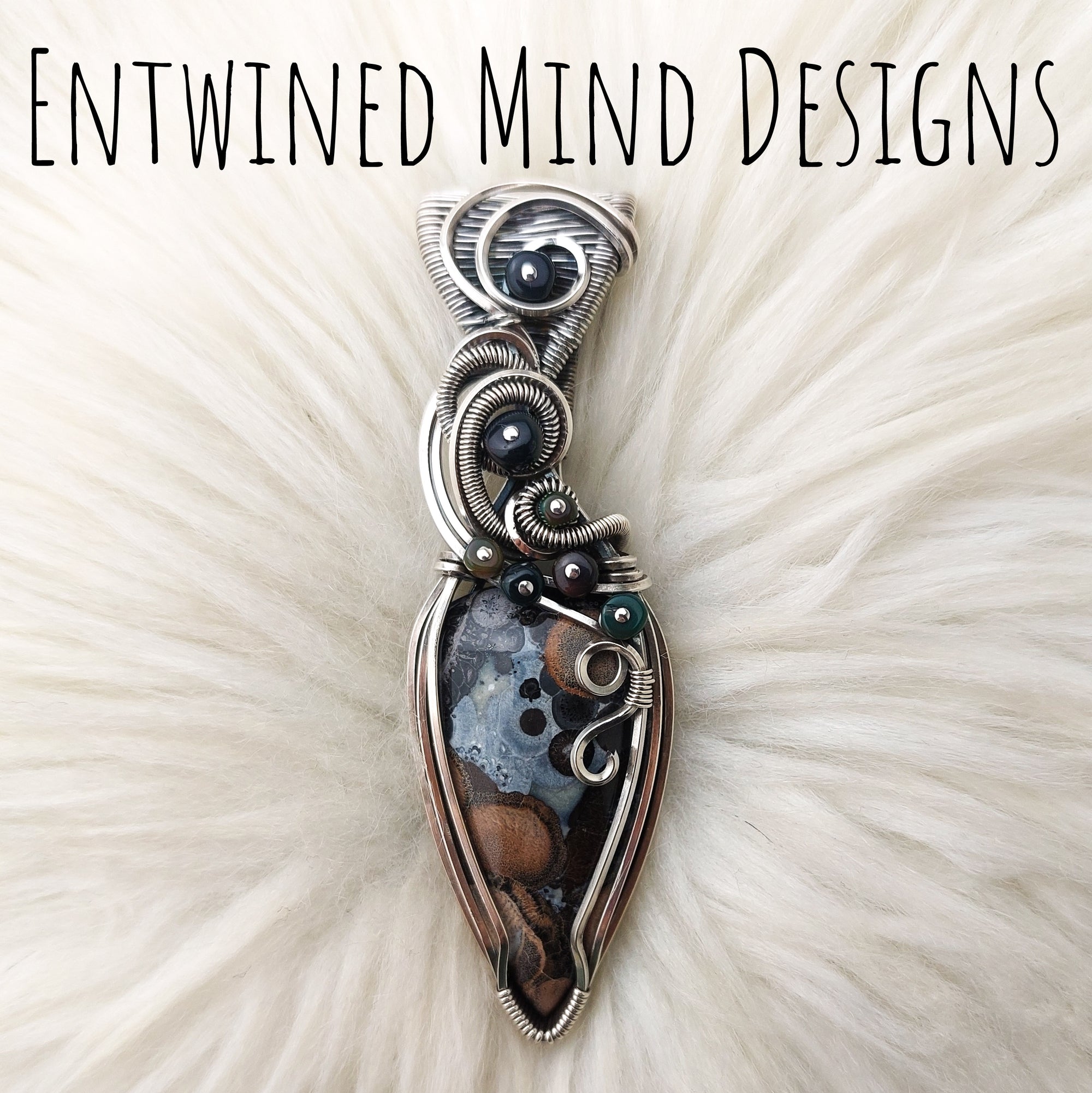 "Shadow" Rhyolite, Smoked Opal, and Sterling Silver Statement Pendant