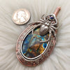 Spider With Labradorite In Copper and Sterling Silver Statement Pendant