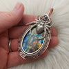 Spider With Labradorite In Copper and Sterling Silver Statement Pendant