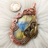 Labradorite And Fish and Bird Copper Statement Pendant