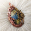 Labradorite And Fish and Bird Copper Statement Pendant