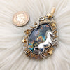 Unicorn and Labradorite Statement Pendant In Sterling Silver and 14k gold fill