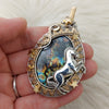 Unicorn and Labradorite Statement Pendant In Sterling Silver and 14k gold fill