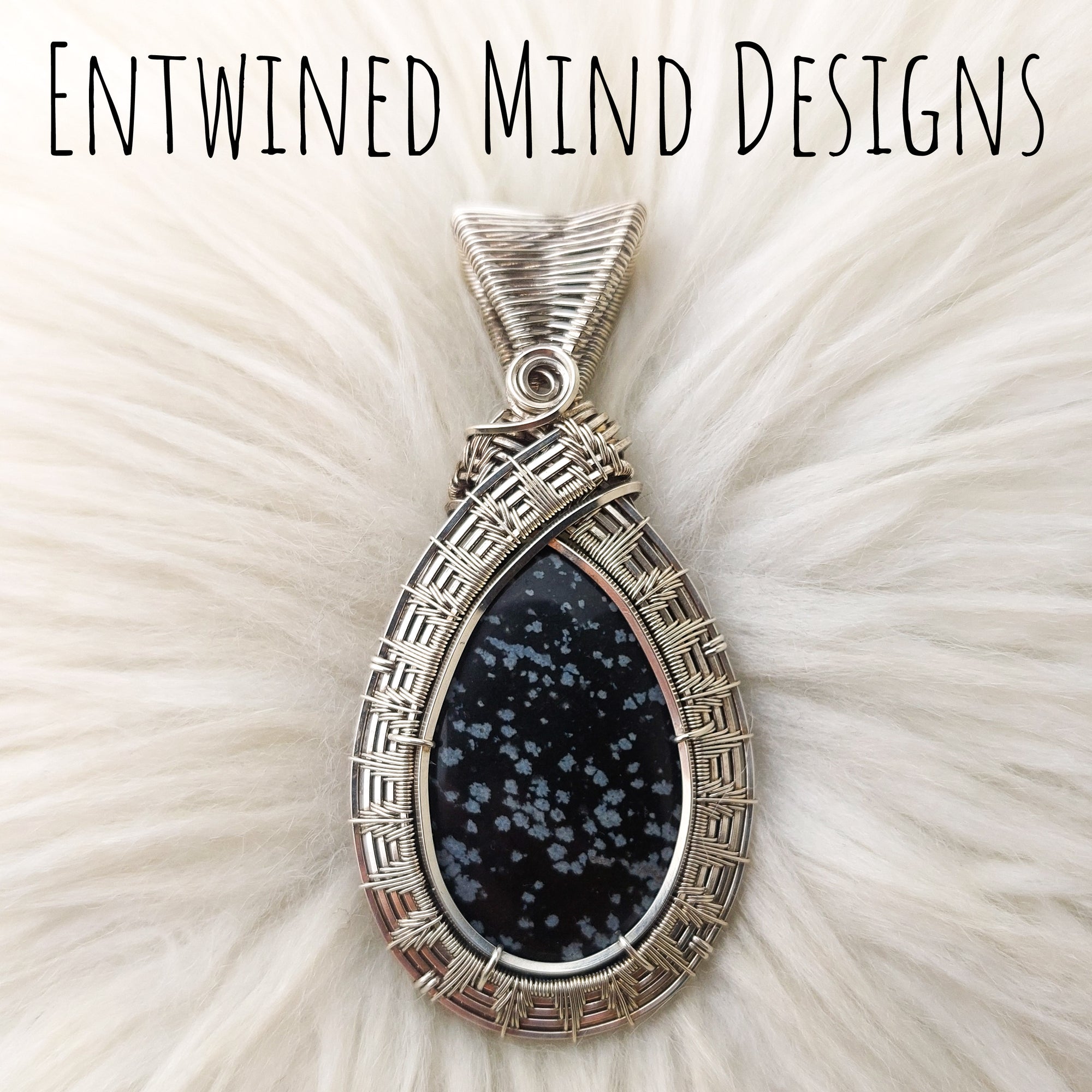 "Smudge" Black Snowflake Obsidian And Sterling Silver Statement Pendant