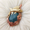 Moss Agate And Fish  Copper Statement Pendant