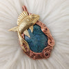 Moss Agate And Fish  Copper Statement Pendant