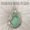 LOTR "Leaves of Lorien" Chrysoprase Sterling Silver Statement Pendant