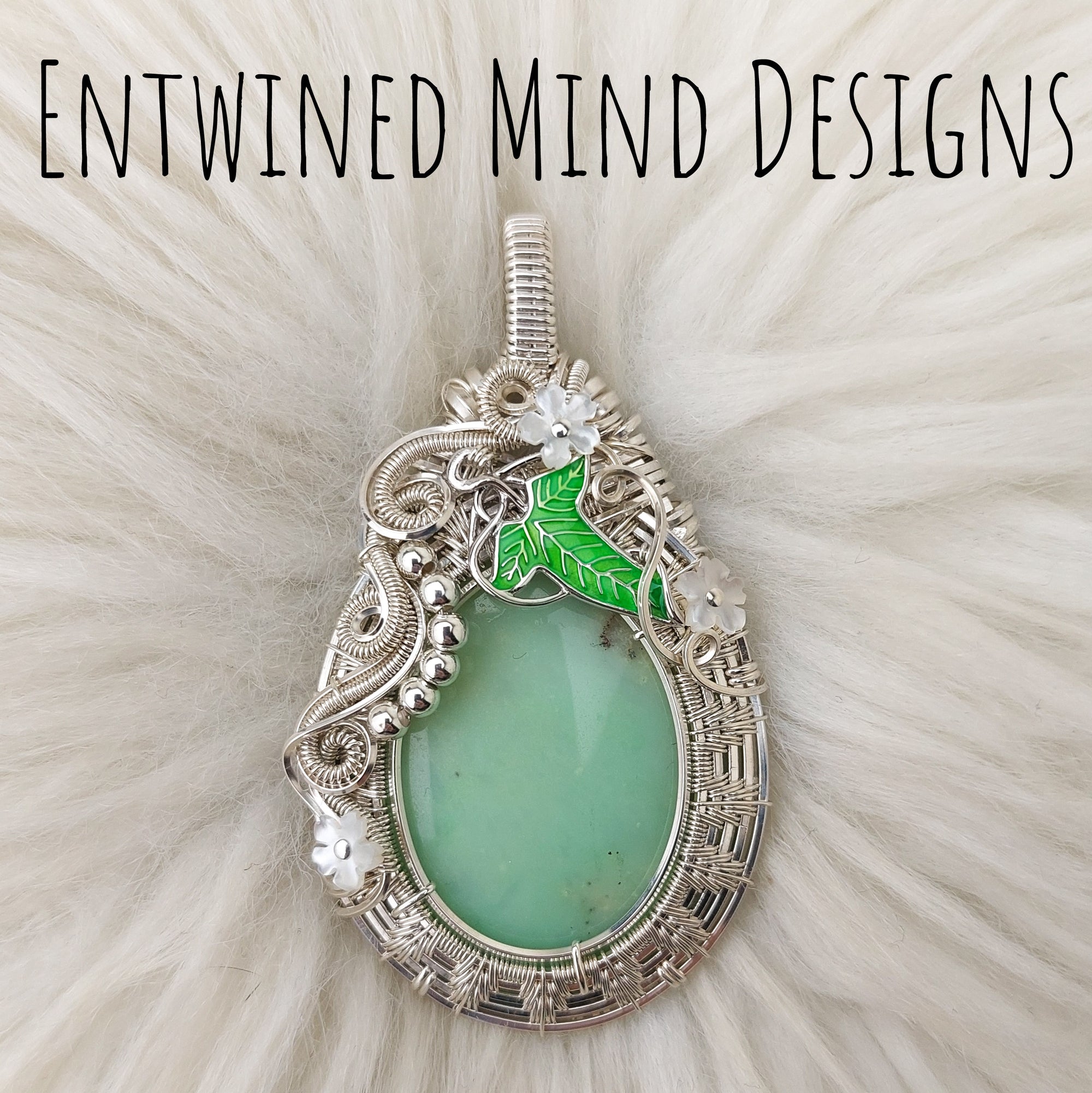 LOTR "Leaves of Lorien" Chrysoprase Sterling Silver Statement Pendant