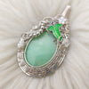 LOTR "Leaves of Lorien" Chrysoprase Sterling Silver Statement Pendant