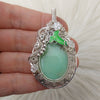 LOTR "Leaves of Lorien" Chrysoprase Sterling Silver Statement Pendant