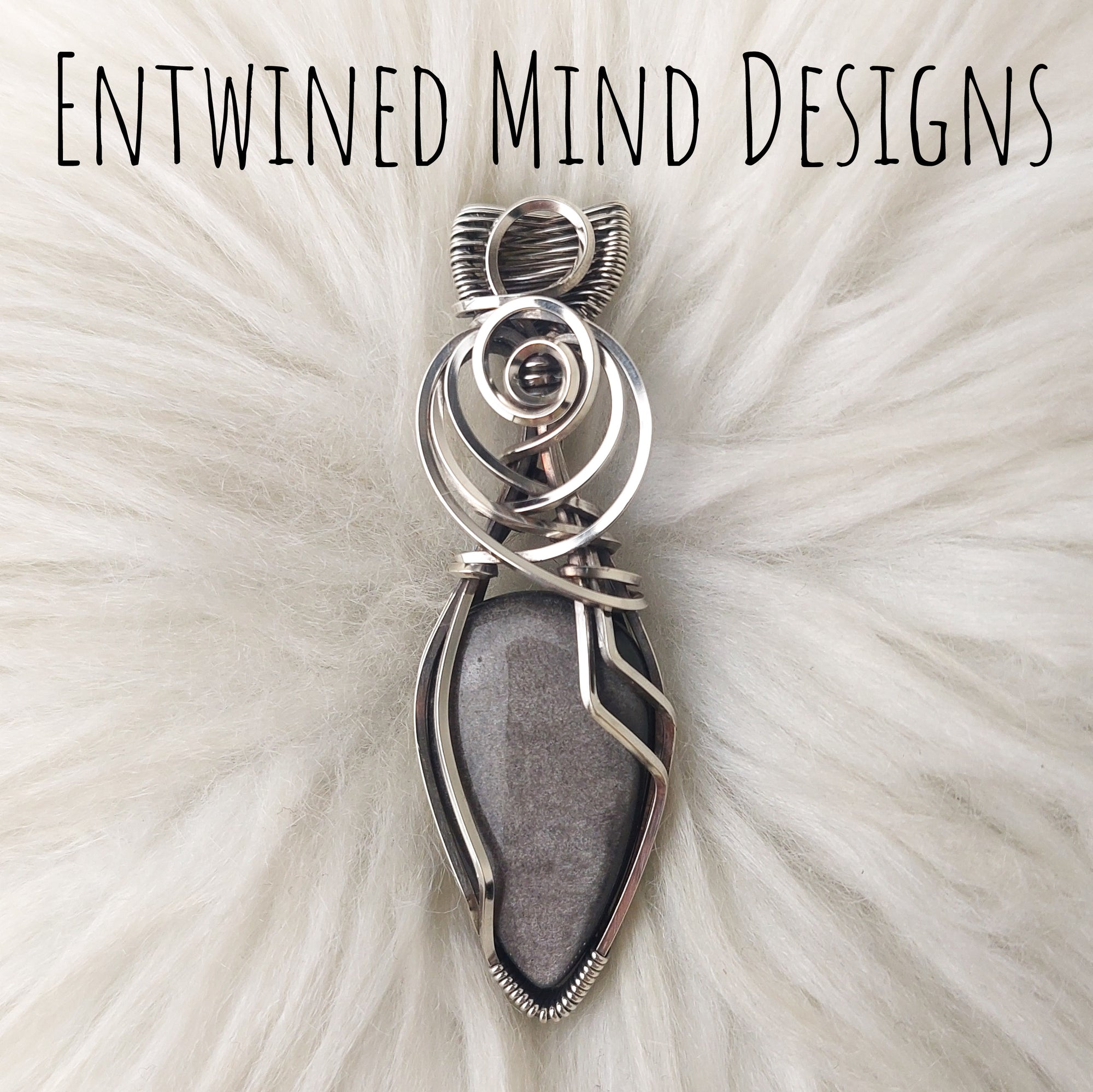 "Shimmer" Silver Sheen Obsidian and Sterling Silver Statement Pendant