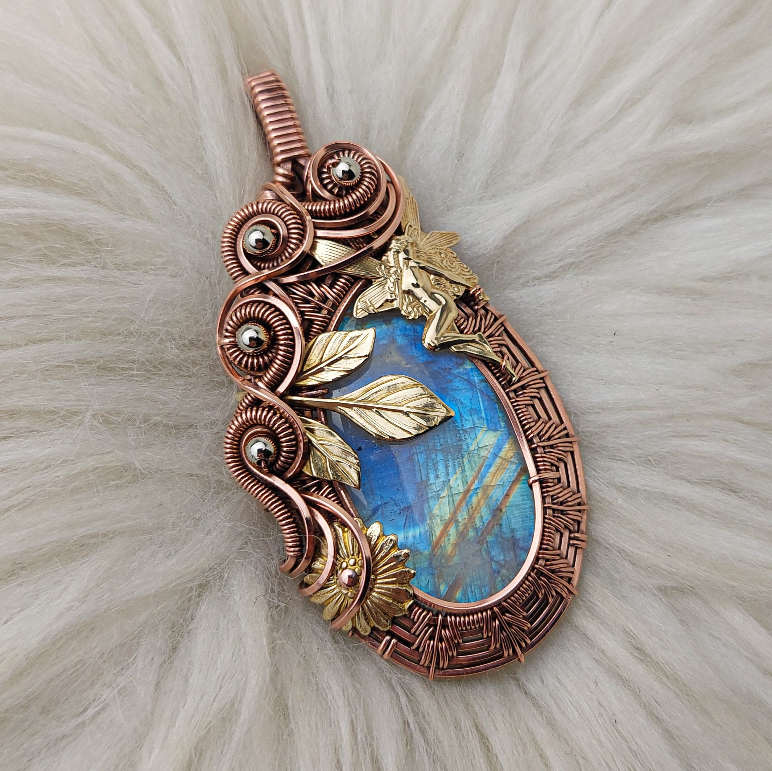 Moonstone And Fairy Copper Statement Pendant – Entwined Mind Designs