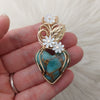 Teal Mojave Turquoise 14k Gold Filled Pendant