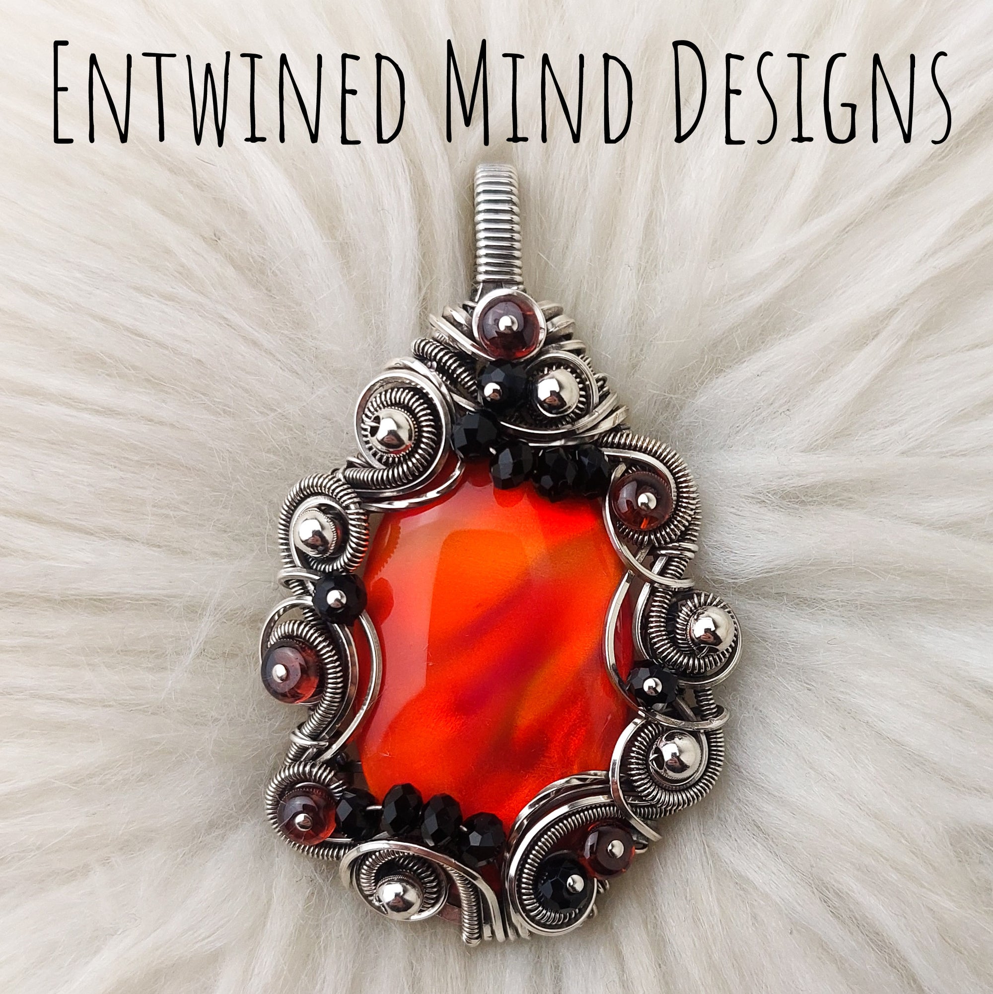 "Transformation" Red Aurora Opal And Sterling Silver Statement Pendant