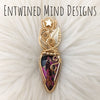 Artisan Cut Dark Pink Dahlia Turquoise And 14k Goldfilled Pendant