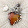 Artisan Cut Red/Yellow Jasper Wire Wrapped Sterling Silver Heart Statement Pendant