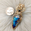 Artisan Cut Dahlia Turquoise And 14k Goldfilled Heart Pendant