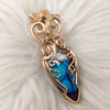 Artisan Cut Dahlia Turquoise And 14k Goldfilled Heart Pendant