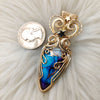 Artisan Cut Dahlia Turquoise And 14k Goldfilled Heart Pendant