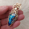 Artisan Cut Dahlia Turquoise And 14k Goldfilled Heart Pendant