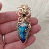 Artisan Cut Dahlia Turquoise And 14k Goldfilled Heart Pendant