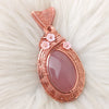 Rose Quartz Statement Pendant In Copper