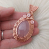 Rose Quartz Statement Pendant In Copper