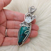 Artisan Cut Chrysocolla Statement Pendant In Sterling Silver