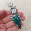 Artisan Cut Chrysocolla Statement Pendant In Sterling Silver