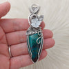 Artisan Cut Chrysocolla Statement Pendant In Sterling Silver