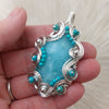 Hemimorphite Statement Pendant In Sterling Silver