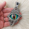 Green Sterling Silver Dragons Eye Pendant