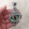 Green Sterling Silver Dragons Eye Pendant