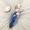 Artisan cute Dumortierite Sterling Silver And 14k Goldfilled Statement Pendant