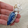 Artisan cute Dumortierite Sterling Silver And 14k Goldfilled Statement Pendant