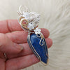 Artisan cute Dumortierite Sterling Silver And 14k Goldfilled Statement Pendant